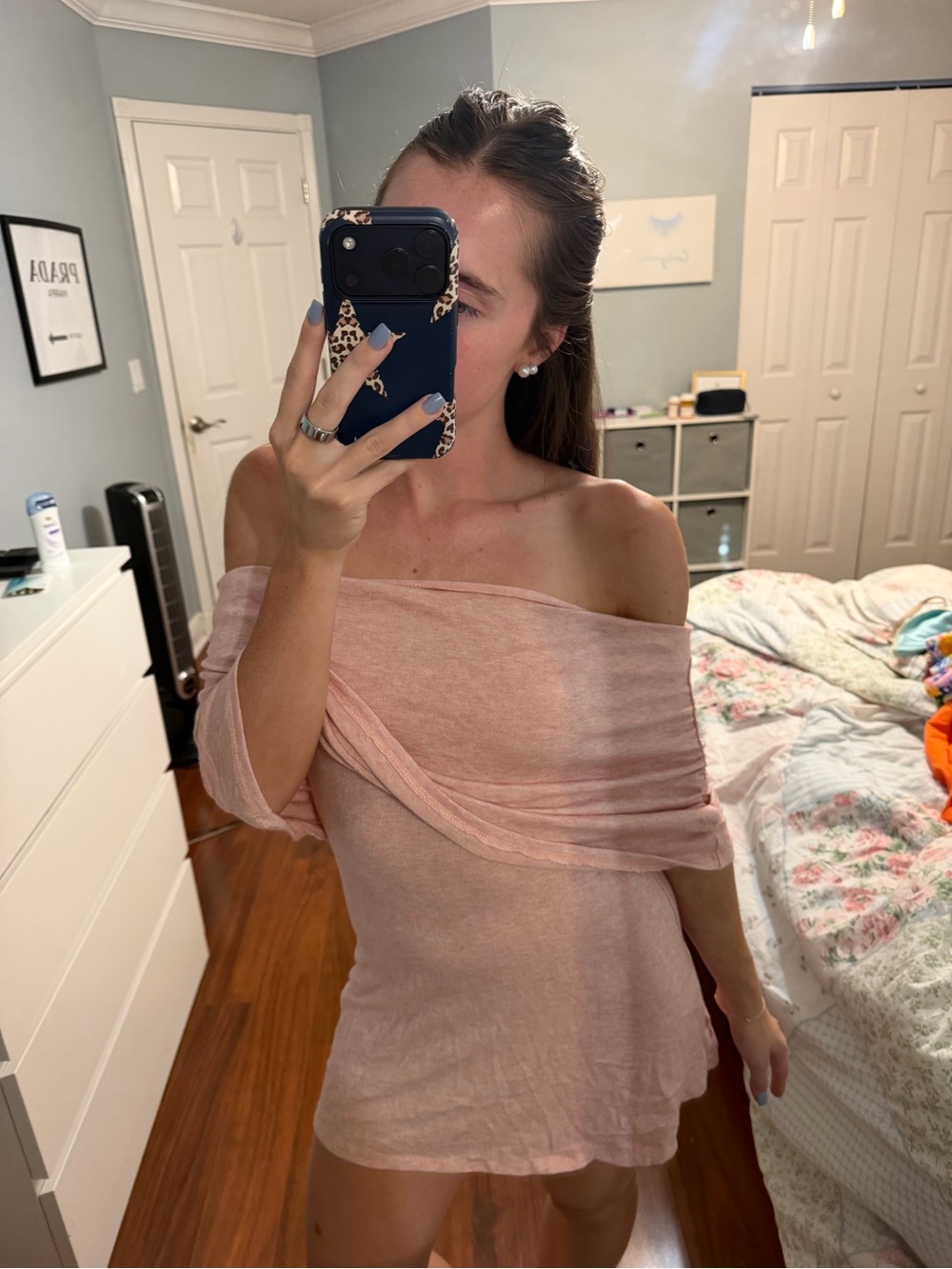 Fashion Nova Soft Pink Off-Shoulder Mini Dress